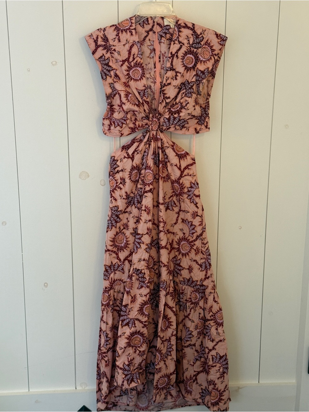 A.L.C. Blush Pink Floral Cutout Tie-Front Maxi Dress